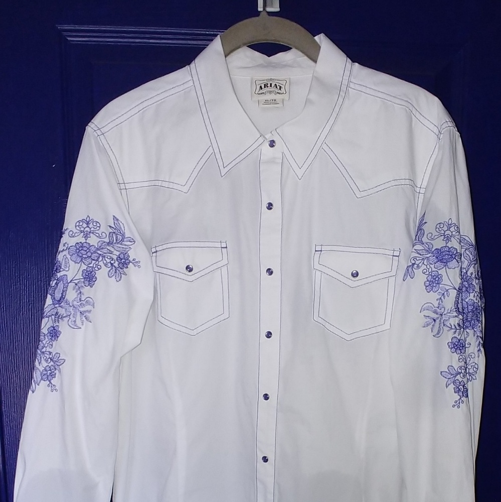 Ariat White Iris Western Snap Shirt Size XL